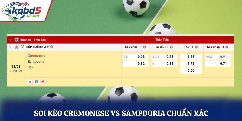 Soi kèo Cremonese vs Sampdoria chuẩn xác
